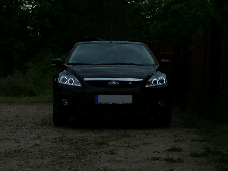 CCFL Angel Eyes Scheinwerfer für Ford Focus MK2 Facelift 08-10 schwarz